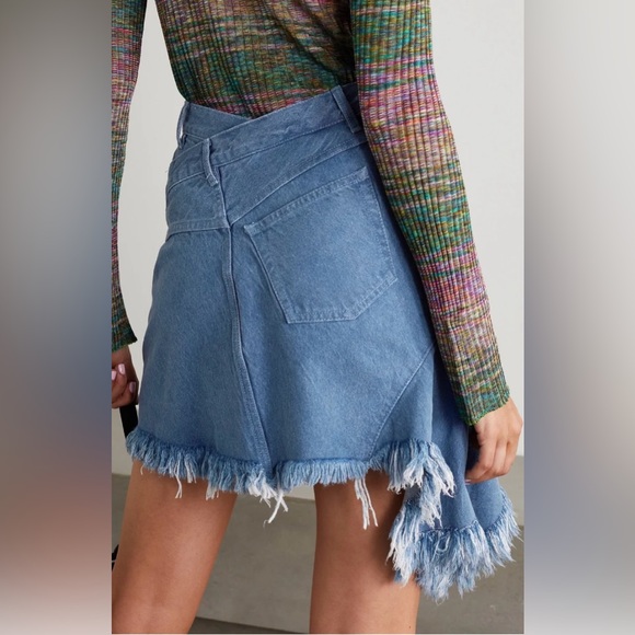 MARQUES'ALMEIDA Asymmetric Frayed Denim Mini Skirt Size UK 6 US 2 - Picture 4 of 16